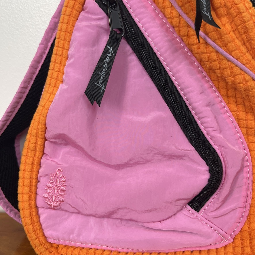 Free People Sling Bag Pink Orange Colorblock Crossbody Nylon Blend