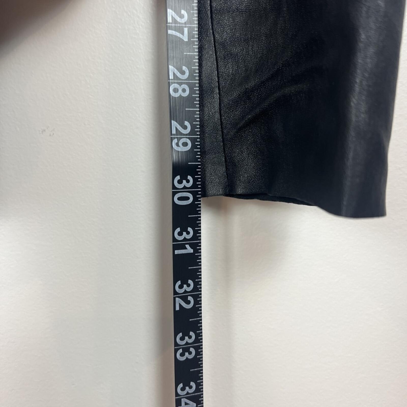 Alice + Olivia Black Leather Skinny Pants Womens 12 High Rise Zip USA