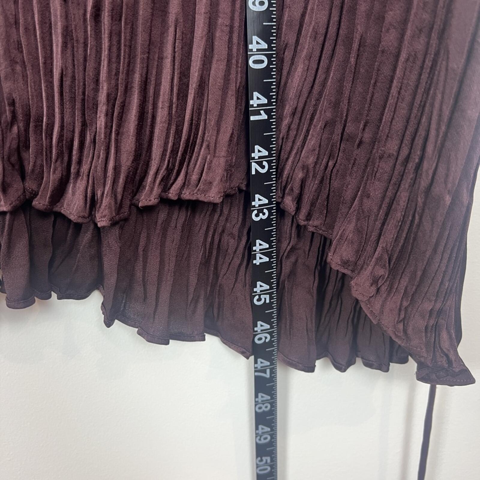 Vince Burgundy Pleated Knee Length Dress Sheer Overlay Tie Waist XXL NWOT