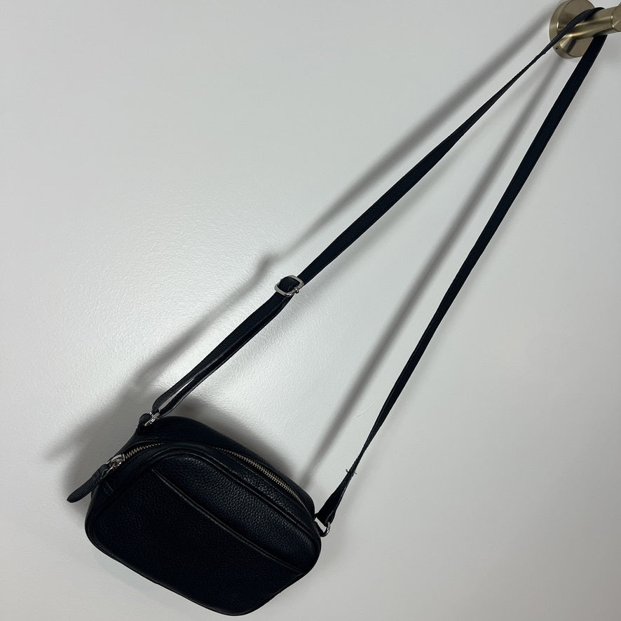 Corder London Black Pebbled Leather Crossbody Bag Adjustable Strap