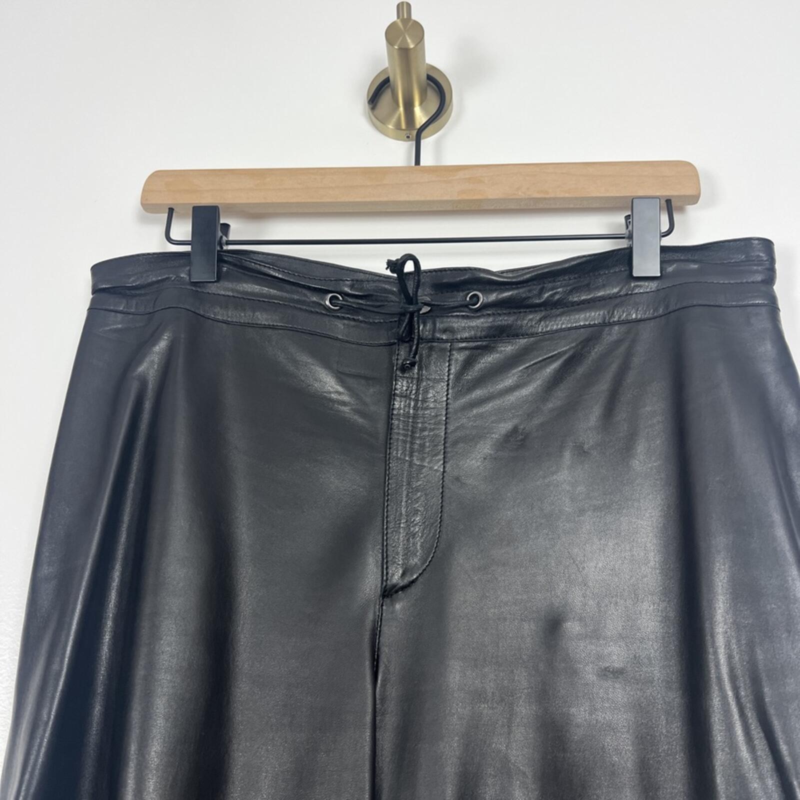 Gucci Black Leather Pants Womens 42 Straight Leg High Rise Italy Luxe
