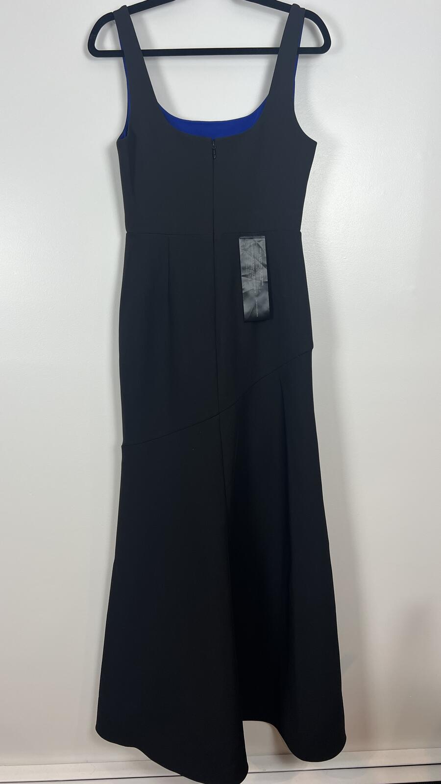 BCBGMAXAZRIA Black Blue Ruffle Midi Dress Size 4 NWT Formal Evening