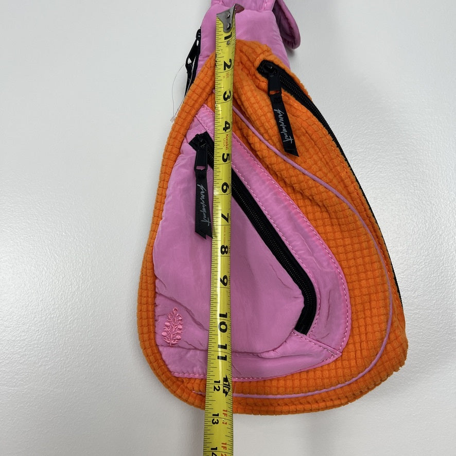 Free People Sling Bag Pink Orange Colorblock Crossbody Nylon Blend