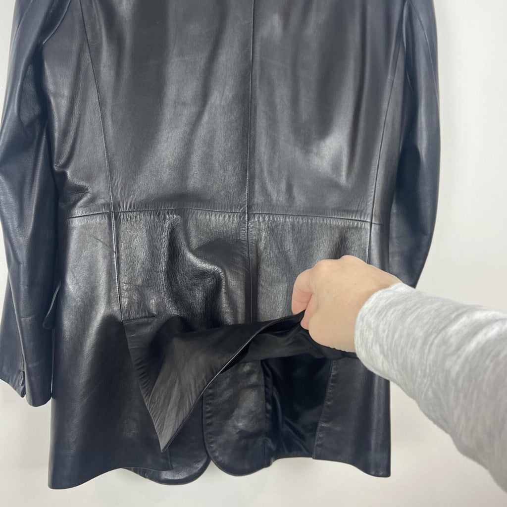 Seraphin Paris Black Leather Blazer Jacket Mens EU 48 / US 38 France Luxury Coat