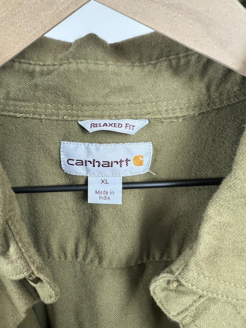 Carhartt Relaxed Fit Olive Button Down Shirt XL Workwear Cotton Utility