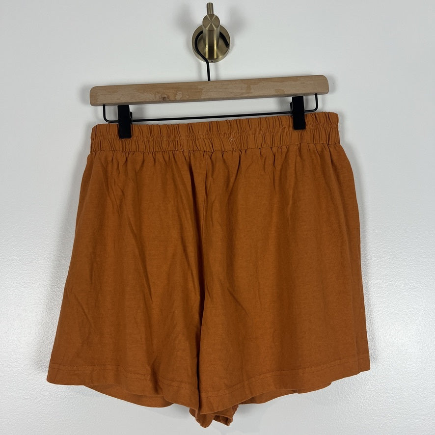 FP Beach Rust Orange 100% Cotton Shorts Elastic Waist Casual Summer L
