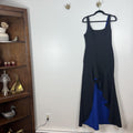 BCBGMAXAZRIA Black Blue Ruffle Midi Dress Size 4 NWT Formal Evening