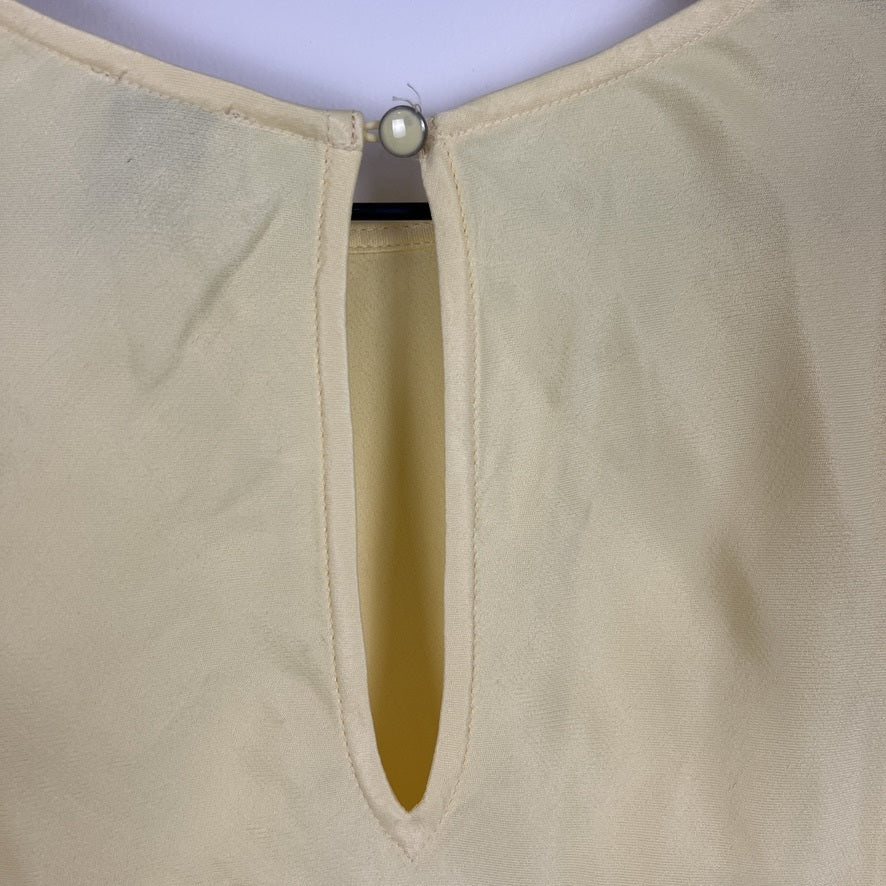 Maeve Anthropologie Butter Yellow Blouse XL Cap Sleeve Keyhole Viscose