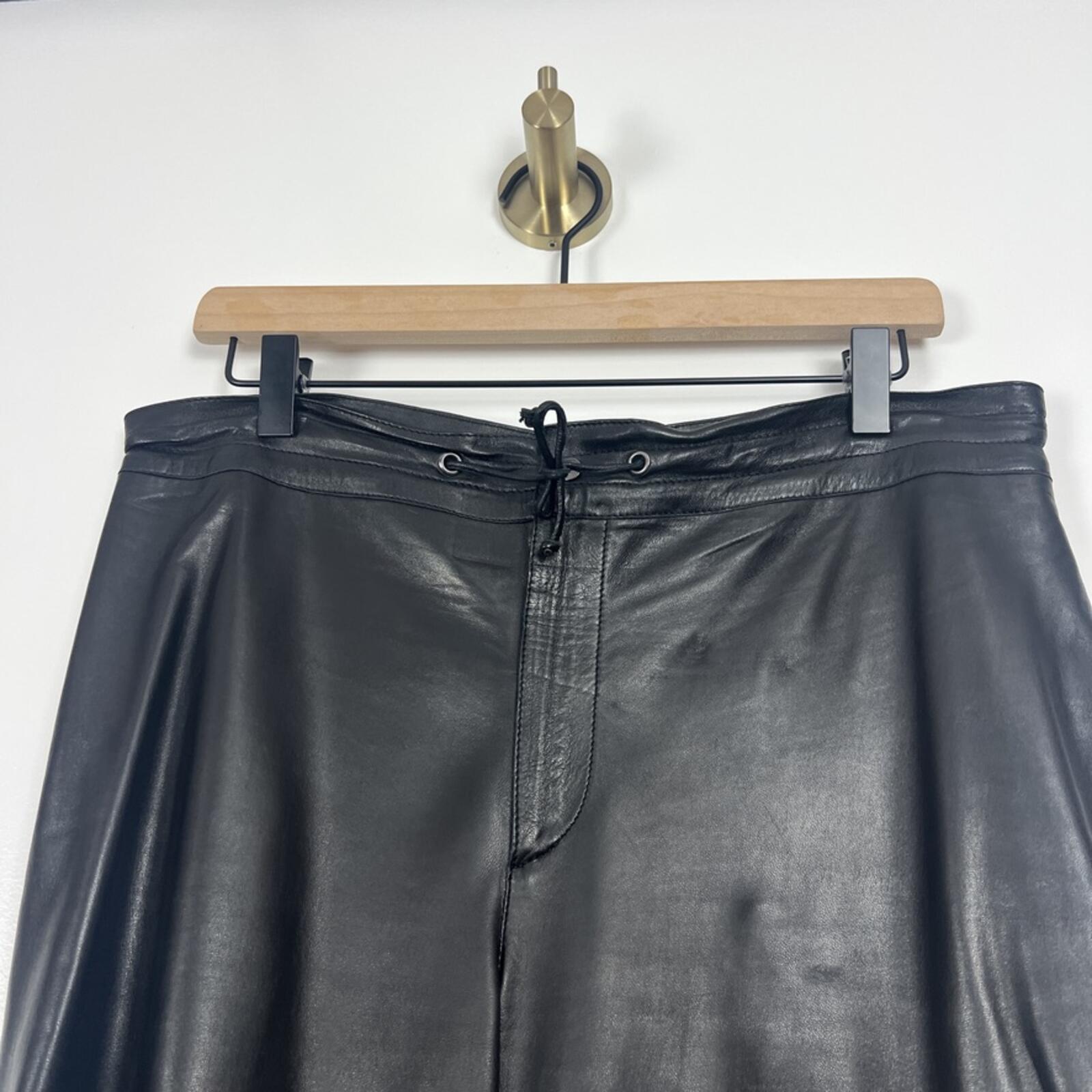 Gucci Black Leather Pants Womens 42 Straight Leg High Rise Italy Luxe