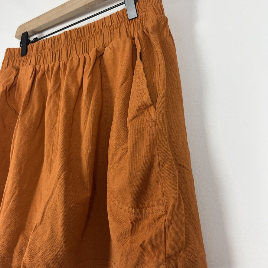 FP Beach Rust Orange 100% Cotton Shorts Elastic Waist Casual Summer L