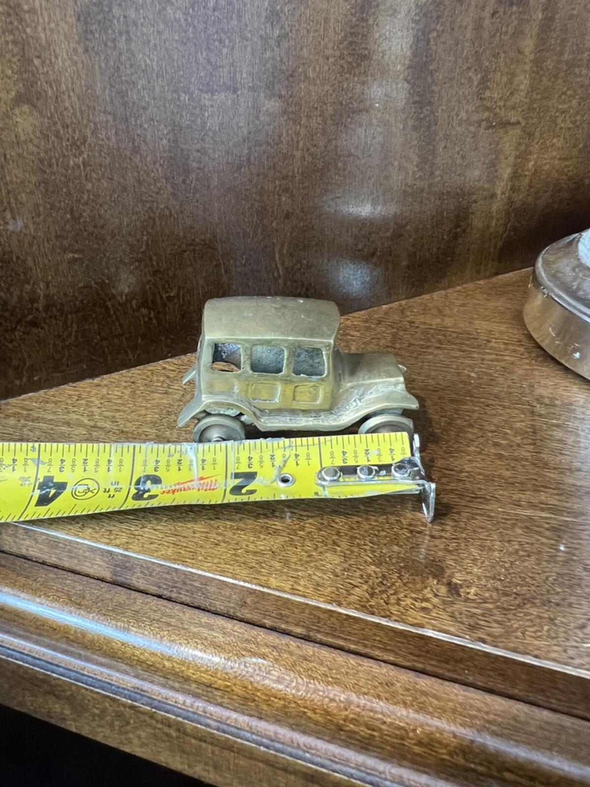 Vintage Brass Car Figurine Mini Antique Style Automobile Decor Collectible