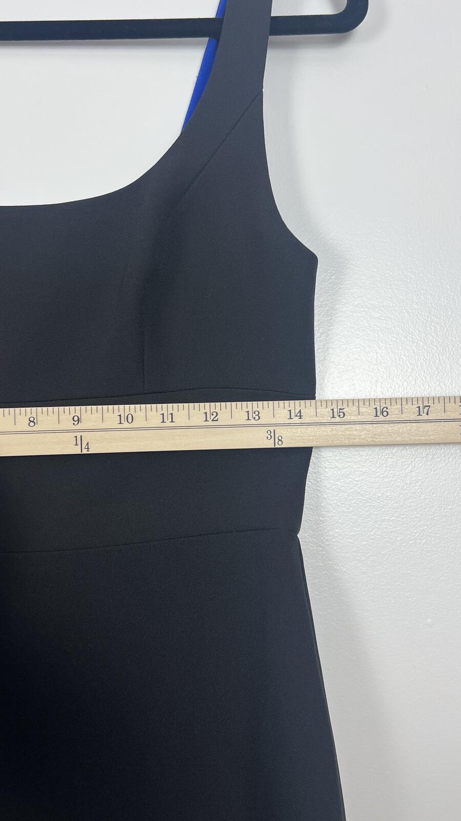BCBGMAXAZRIA Black Blue Ruffle Midi Dress Size 4 NWT Formal Evening
