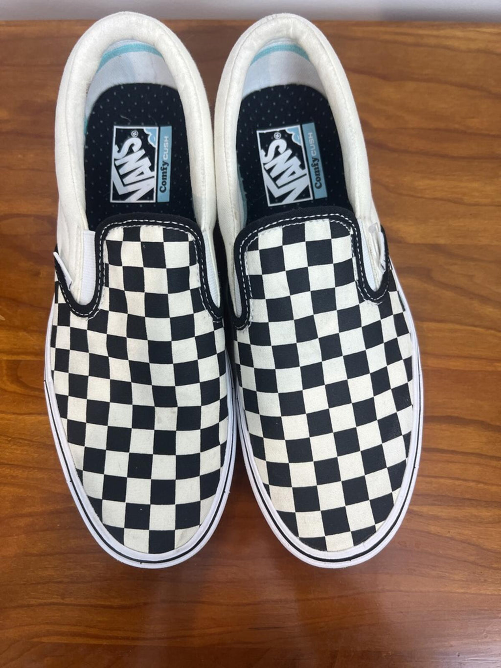 Vans Classic Slip-On Checkerboard Black White Sneakers Mens 8 / Womens 9.5