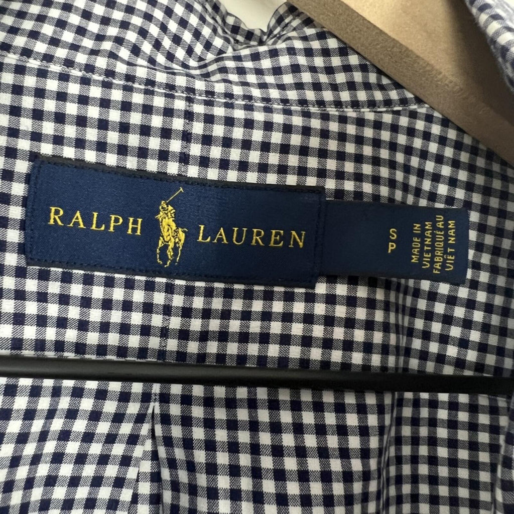 Ralph Lauren Blue Gingham Button Down Shirt Small Pony Logo Cotton Prep