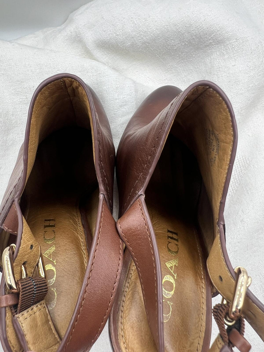 Coach Carmine Brown Leather Slingback Platform Heel Booties Size 6B