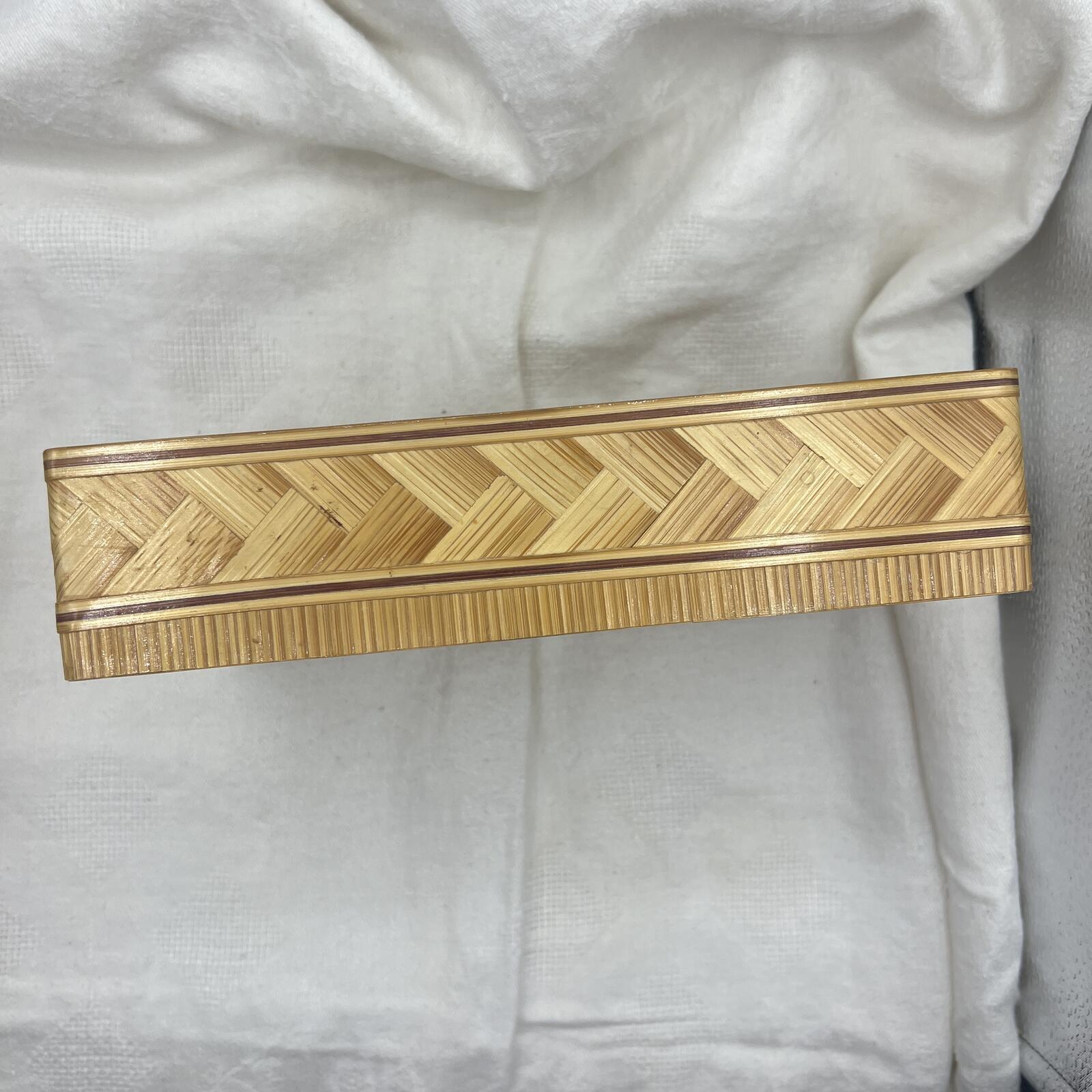 Vintage Woven Bamboo Catchall Tray / Boho Rattan Entryway Organizer