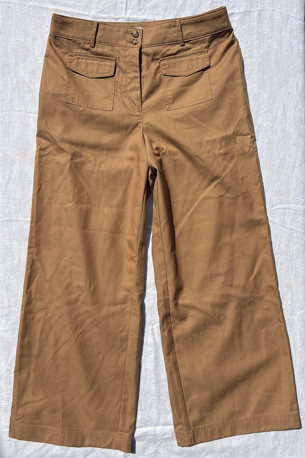 LOFT Petite Wide Leg Crop Cargo Pants Camel Brown Size 12P NWT