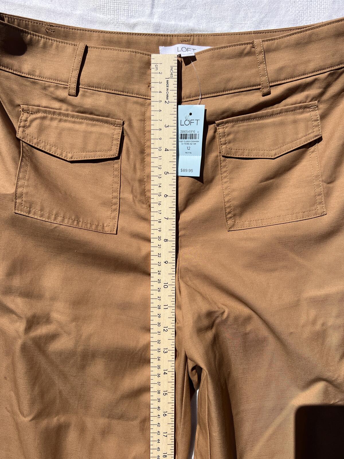 LOFT Petite Wide Leg Crop Cargo Pants Camel Brown Size 12P NWT