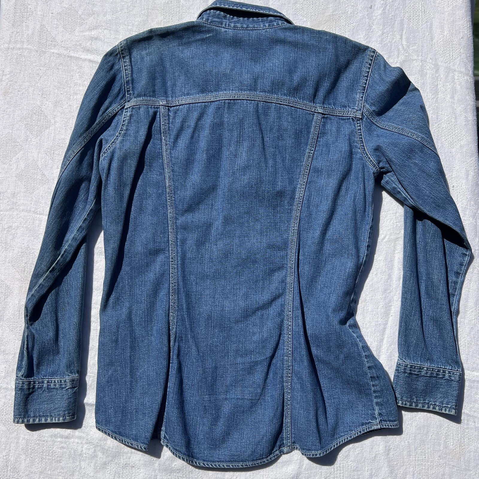 DKNY Jeans Petite Denim Button Front Shirt Jacket/Shacket Women’s P8 Medium Wash