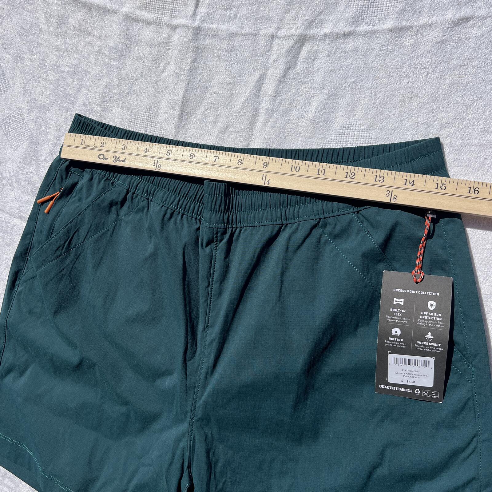 Duluth AKHG Access Point Pull-On Hiking Shorts Women’s Size 10 NWT Teal UPF 50