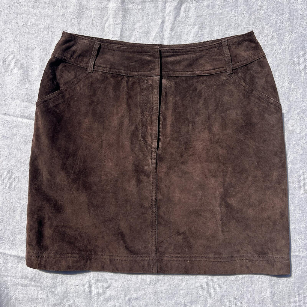 Emanuel Ungaro Liberte Petite Brown Suede Leather Mini Skirt Size 6P / 40