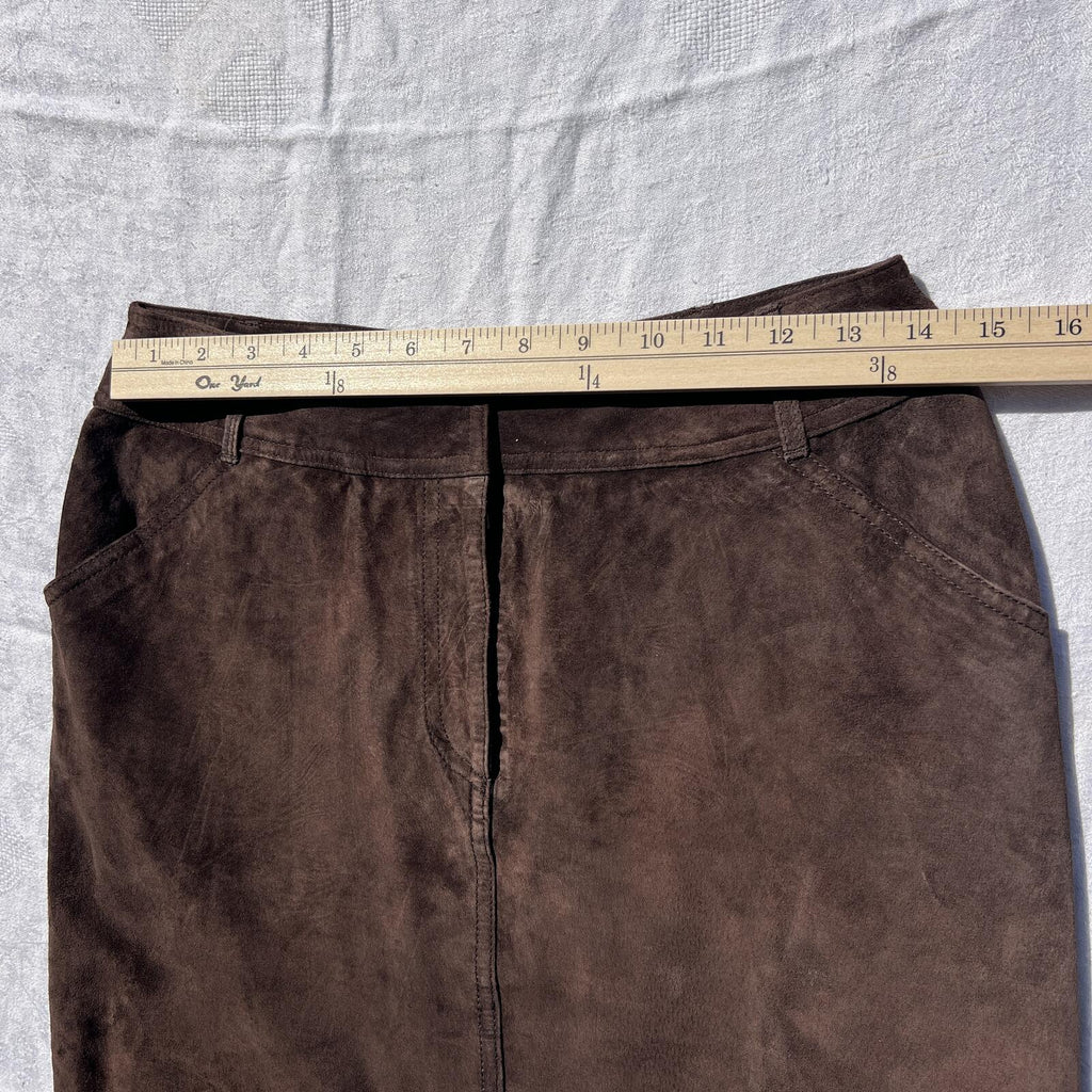 Emanuel Ungaro Liberte Petite Brown Suede Leather Mini Skirt Size 6P / 40