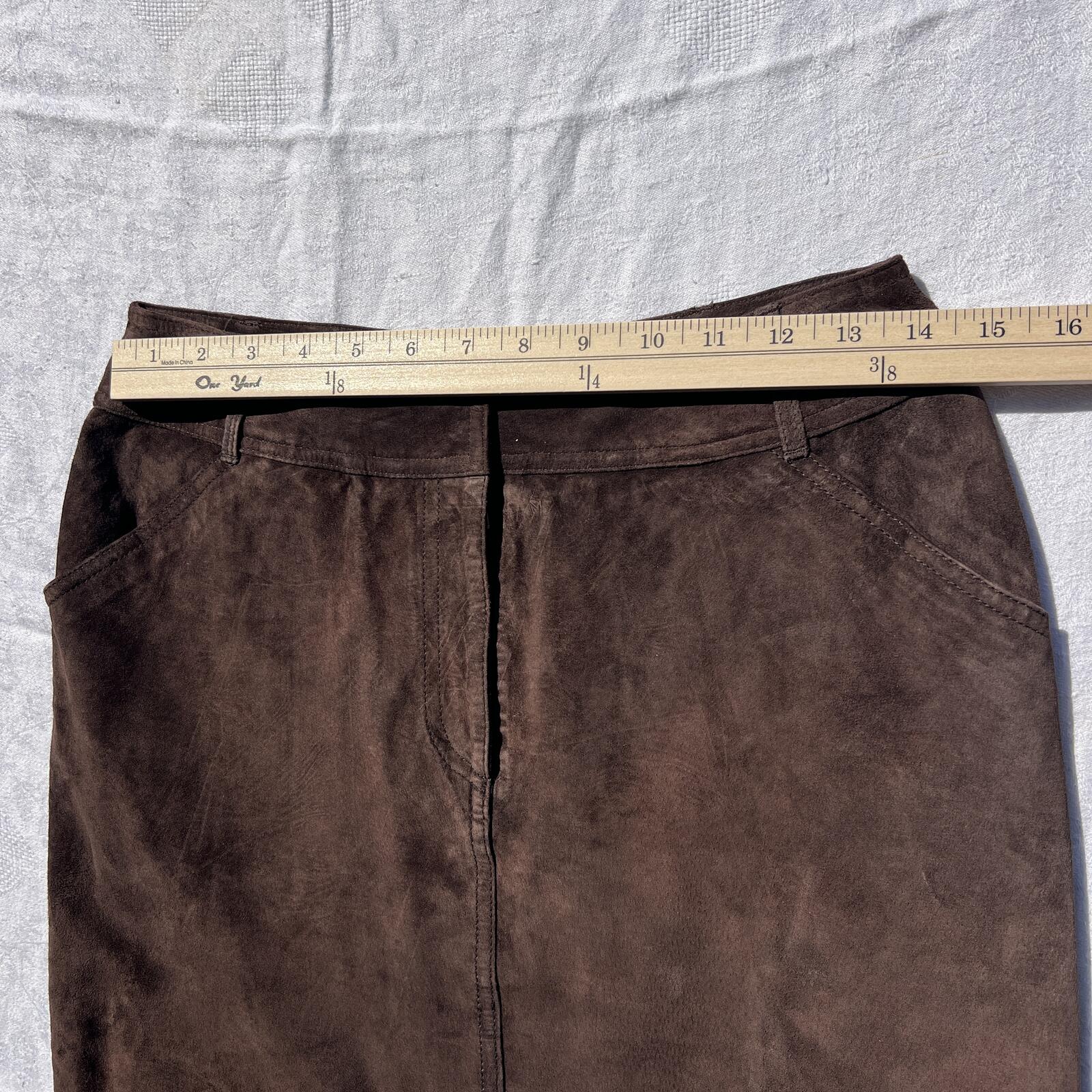 Emanuel Ungaro Liberte Petite Brown Suede Leather Mini Skirt Size 6P / 40