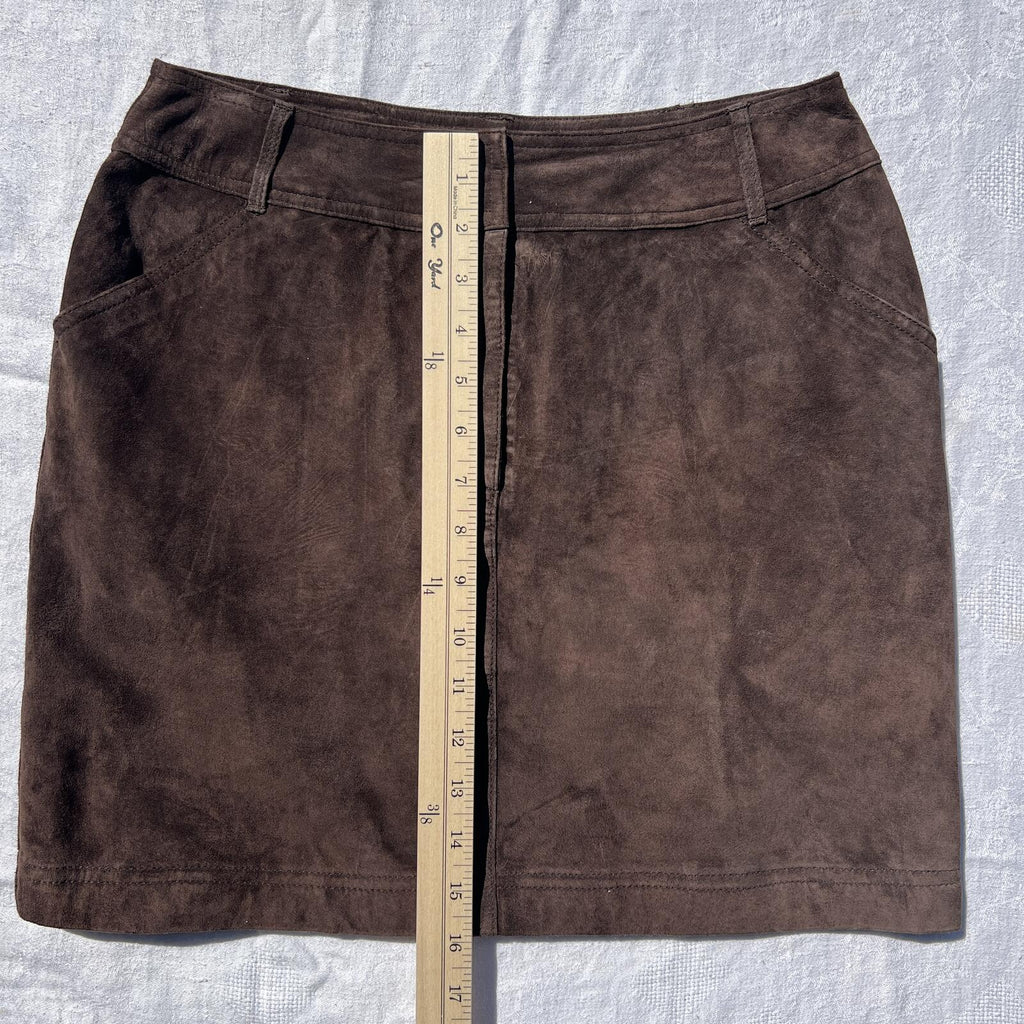 Emanuel Ungaro Liberte Petite Brown Suede Leather Mini Skirt Size 6P / 40