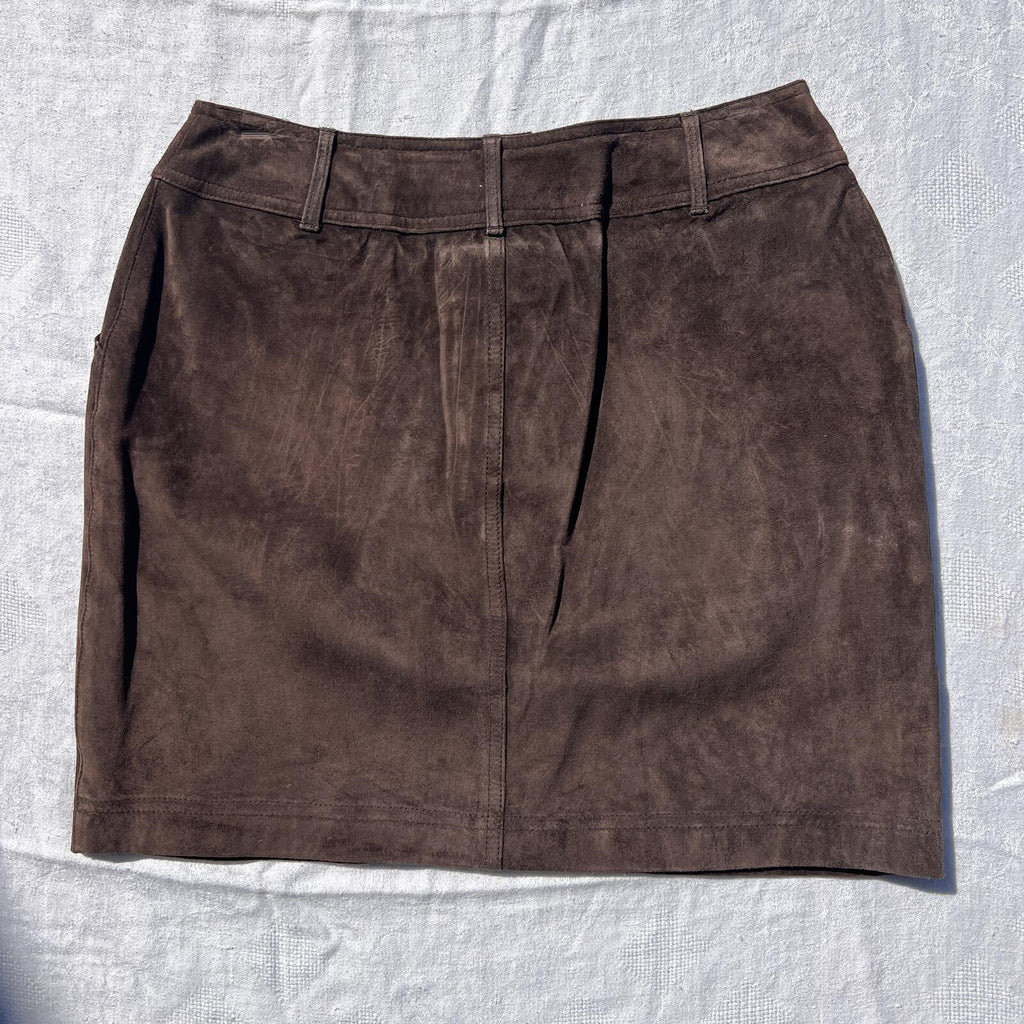 Emanuel Ungaro Liberte Petite Brown Suede Leather Mini Skirt Size 6P / 40