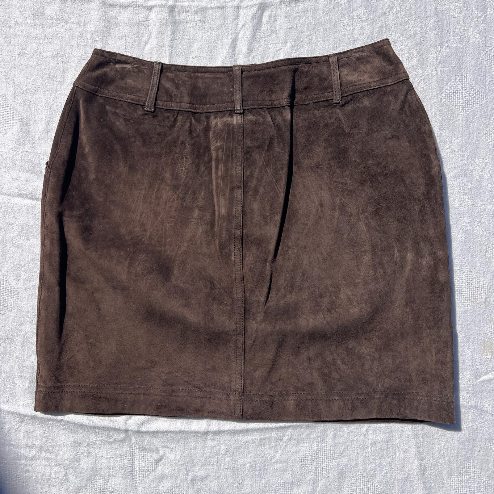 Emanuel Ungaro Liberte Petite Brown Suede Leather Mini Skirt Size 6P / 40