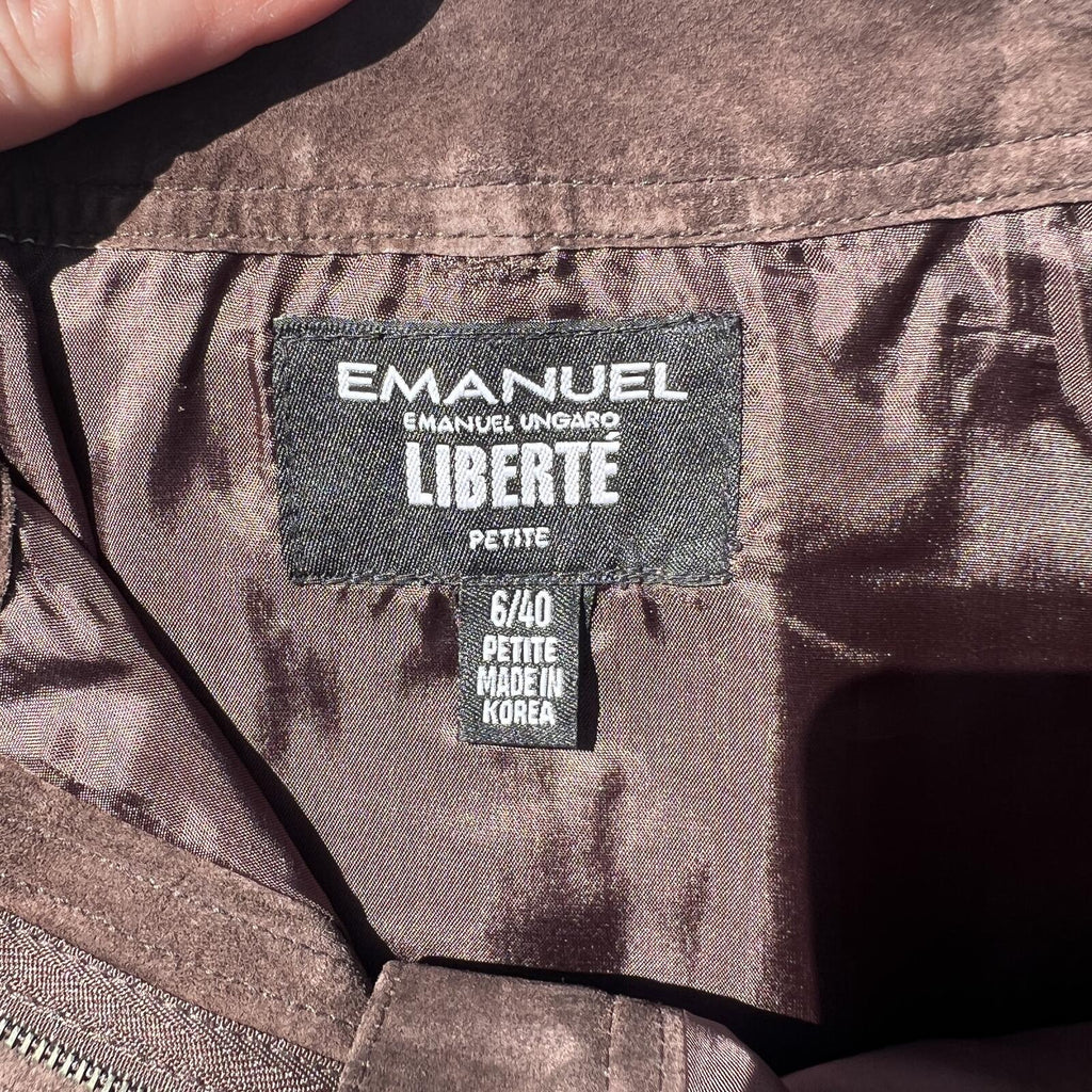 Emanuel Ungaro Liberte Petite Brown Suede Leather Mini Skirt Size 6P / 40