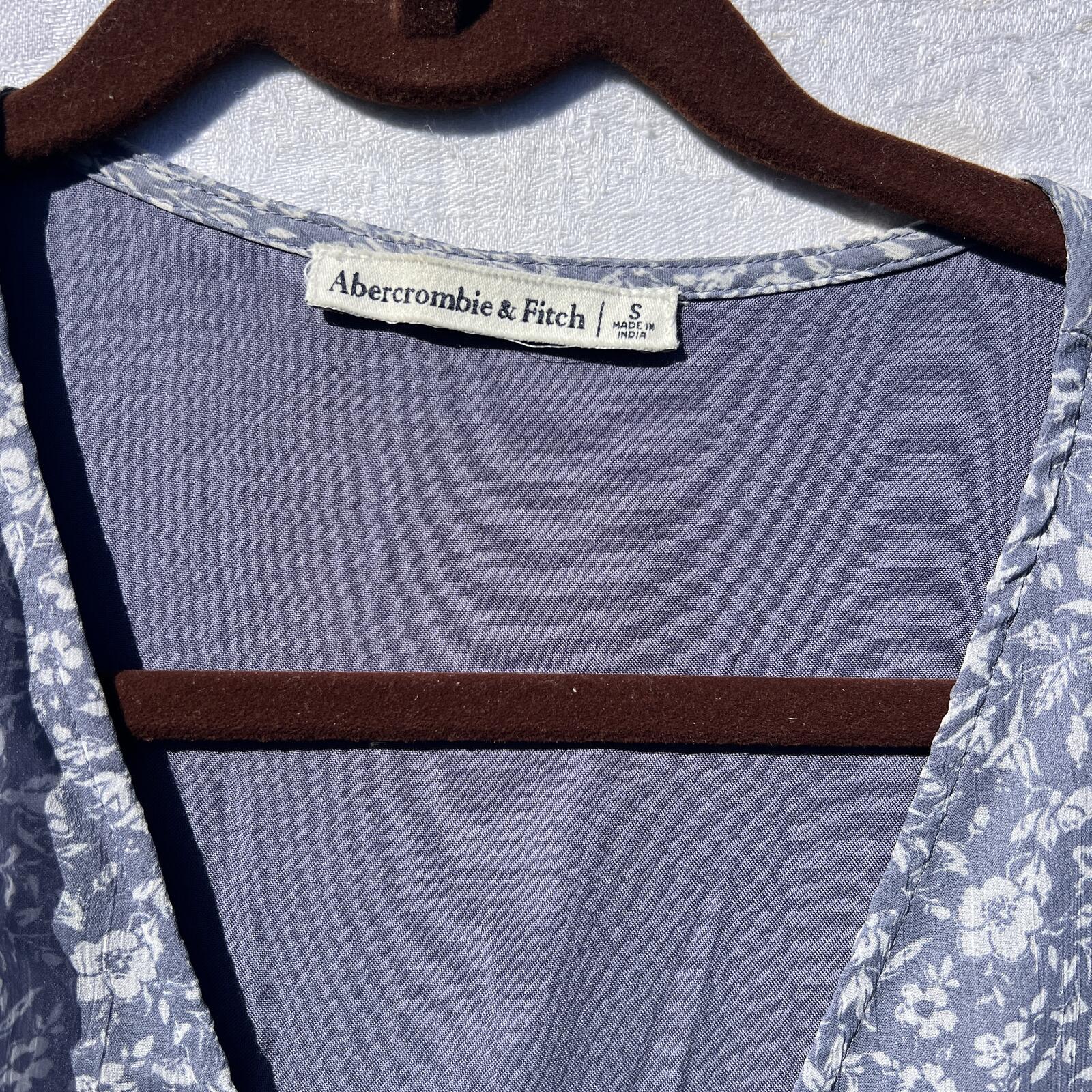Abercrombie & Fitch Blue Floral Wrap Mini Dress Long Sleeve Ruffle Hem Sz: Small