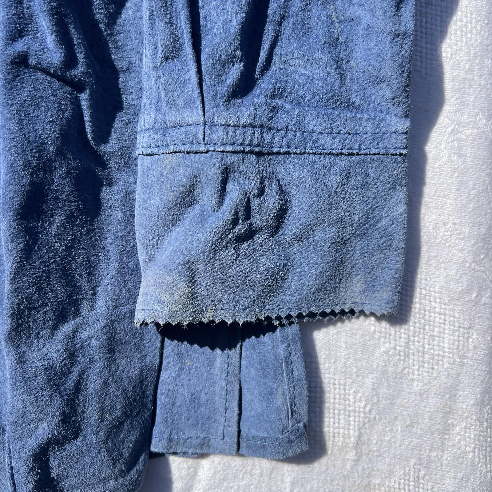 Bagatelle NWOT Blue Suede Leather Jacket Womens Medium Button Front Shirt Jacket