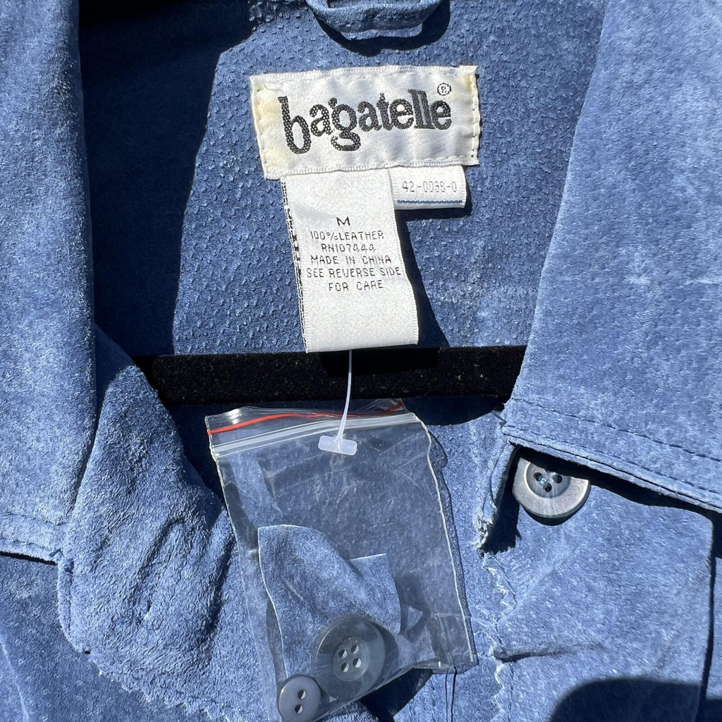 Bagatelle NWOT Blue Suede Leather Jacket Womens Medium Button Front Shirt Jacket