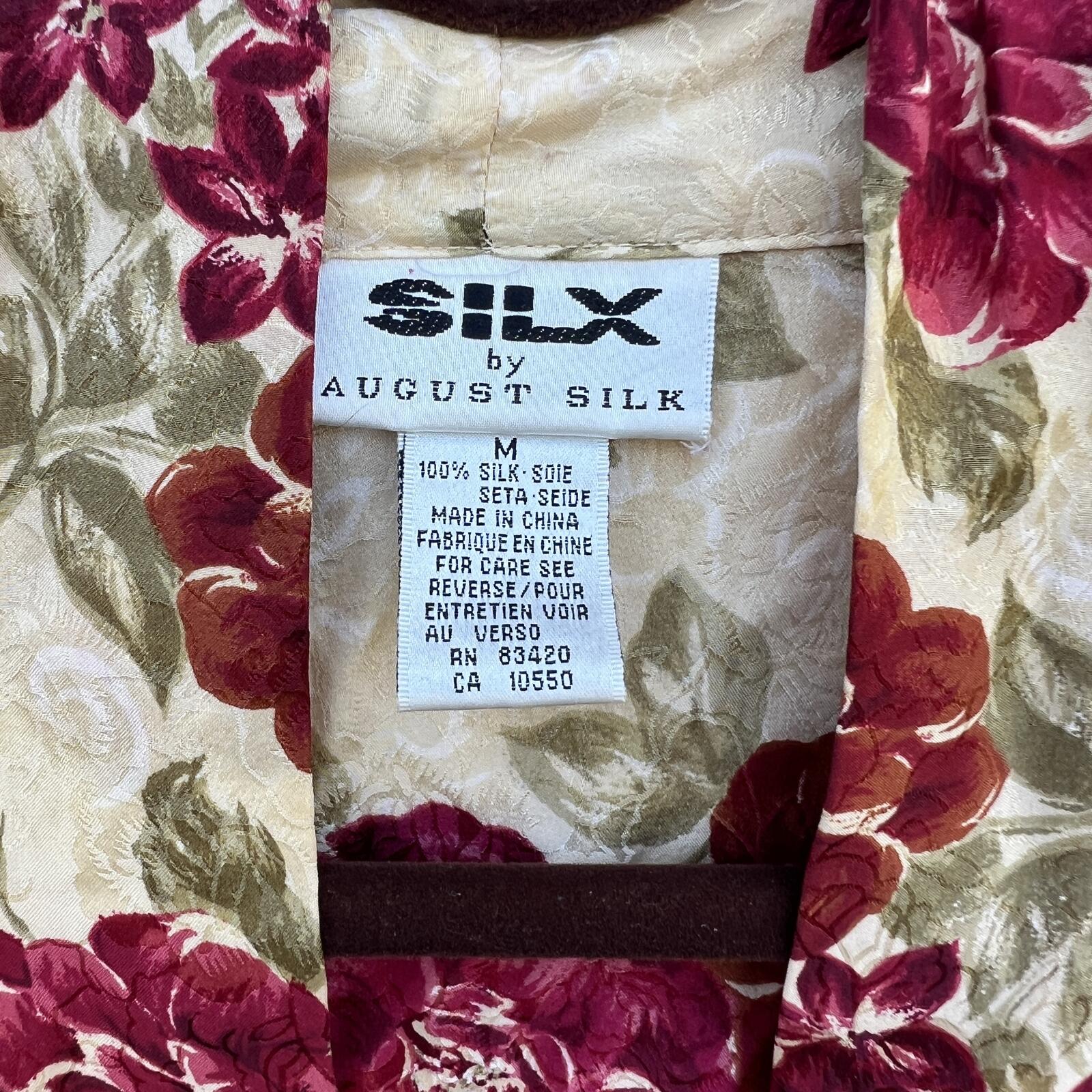 Vintage SILX by August Silk 100% Silk Floral Kimono Robe Cover-Up Medium