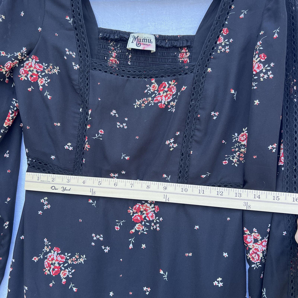 Show Me Your Mumu Helen Dress Dancing Floral Black Mini Dress Small
