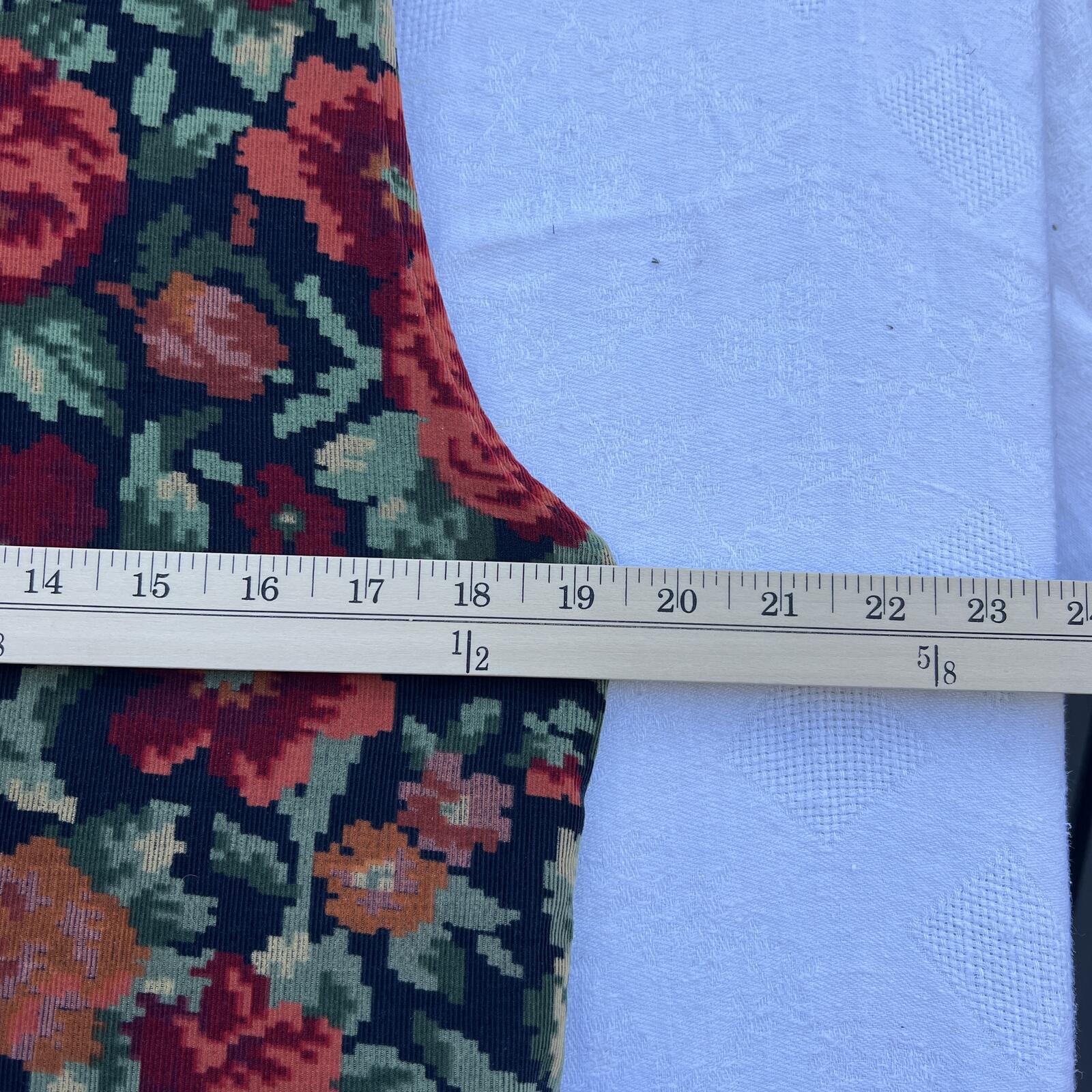 Vintage 90s Floral Button Front Cotton Midi Dress Women’s L Black Red Rose Print