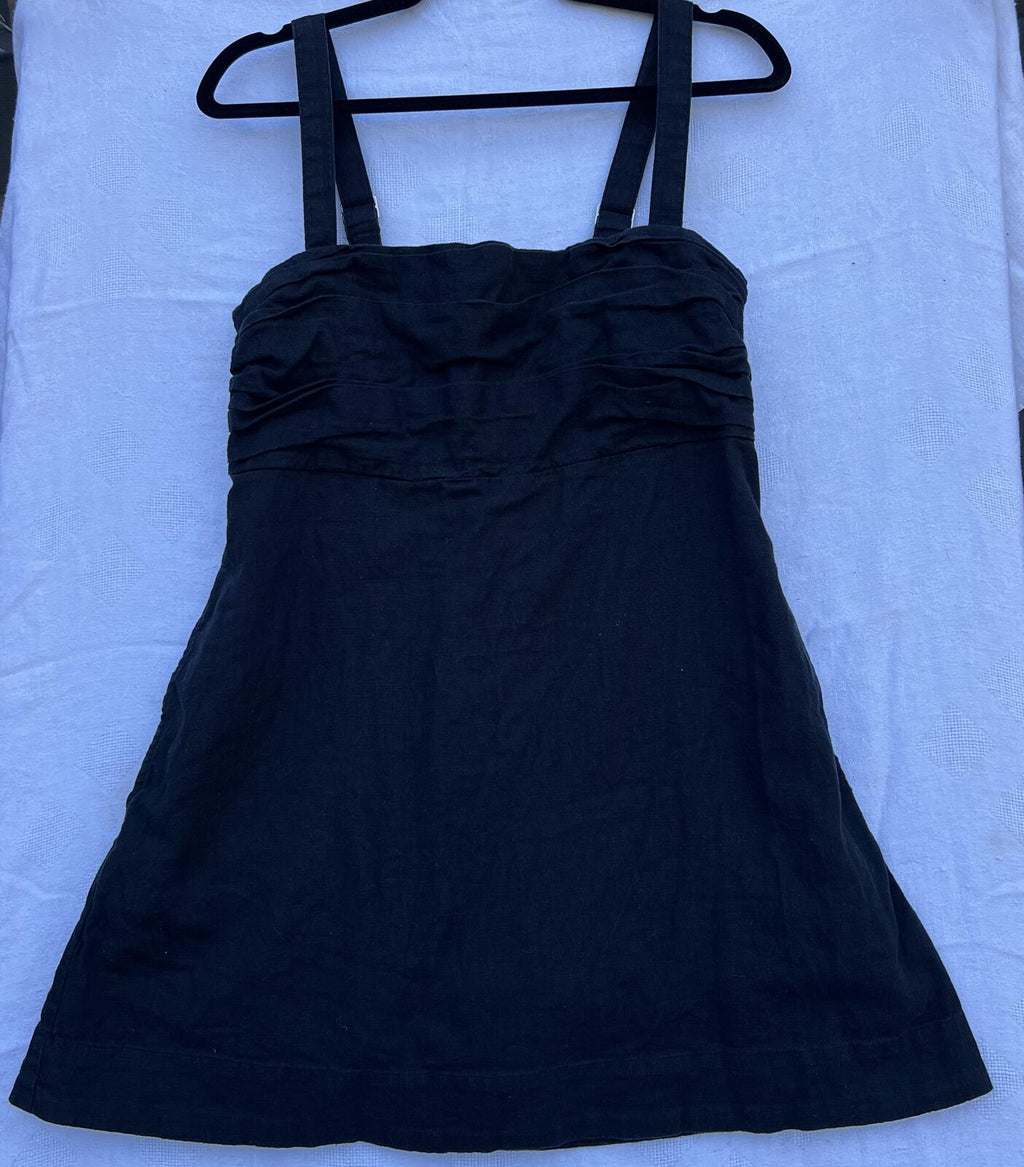 Abercrombie & Fitch Black Romper Dress | Adjustable Strap Smocked Back | Size L