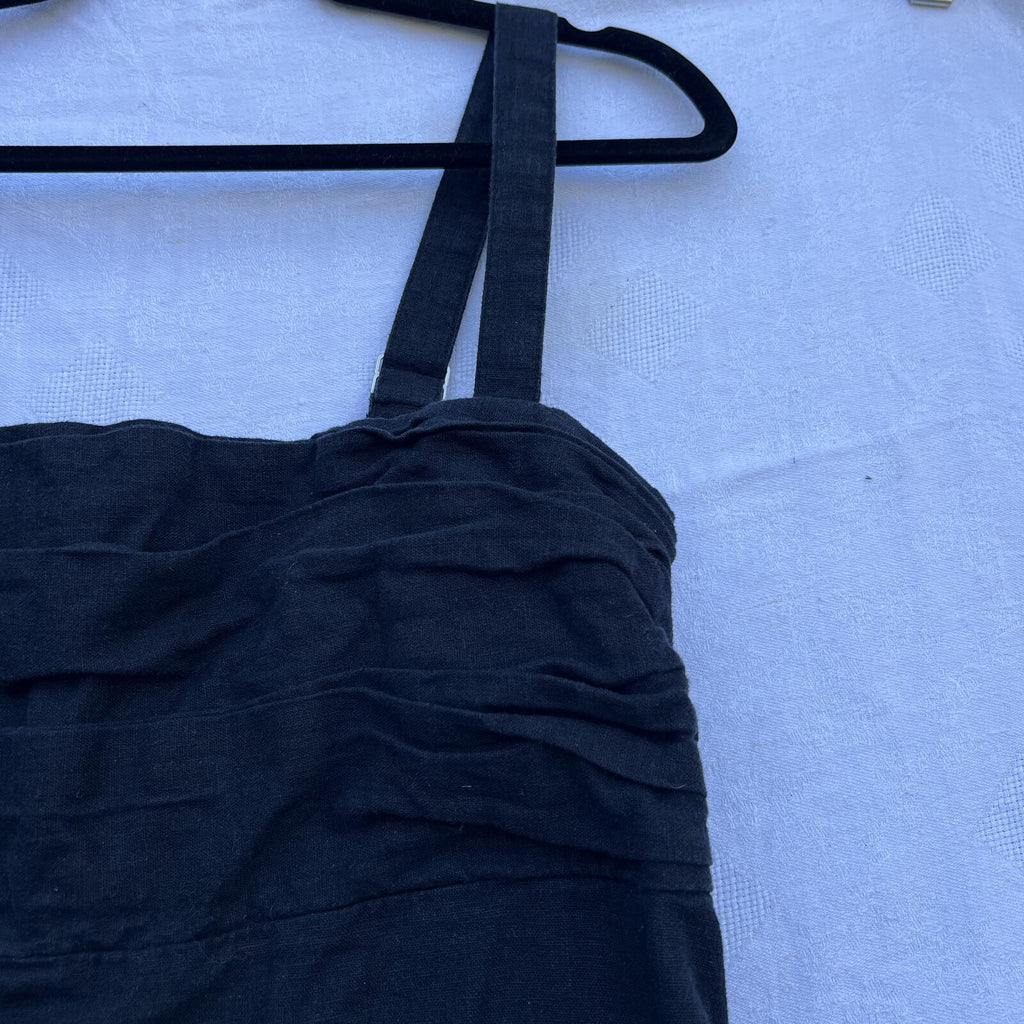 Abercrombie & Fitch Black Romper Dress | Adjustable Strap Smocked Back | Size L