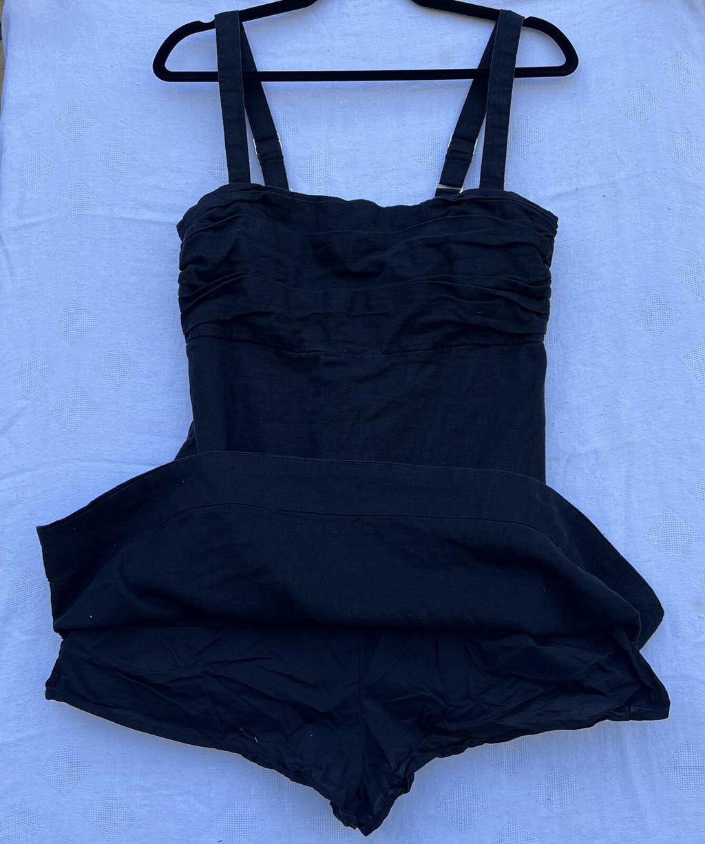 Abercrombie & Fitch Black Romper Dress | Adjustable Strap Smocked Back | Size L