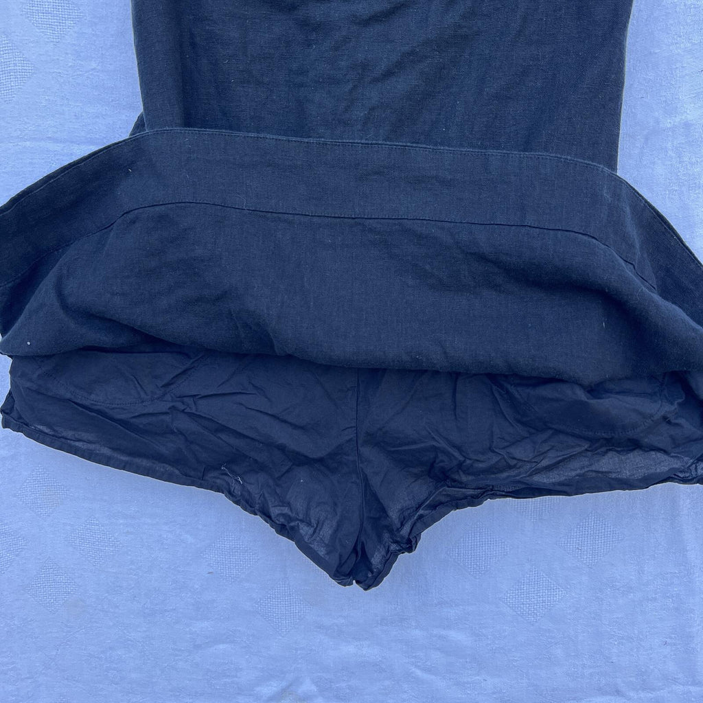 Abercrombie & Fitch Black Romper Dress | Adjustable Strap Smocked Back | Size L