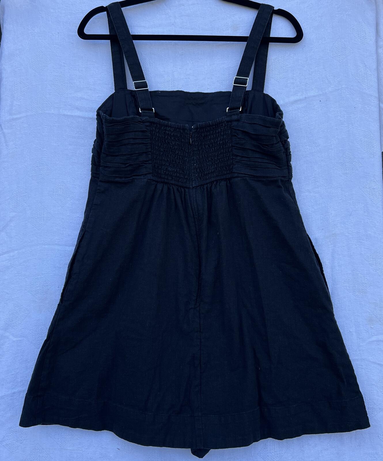 Abercrombie & Fitch Black Romper Dress | Adjustable Strap Smocked Back | Size L