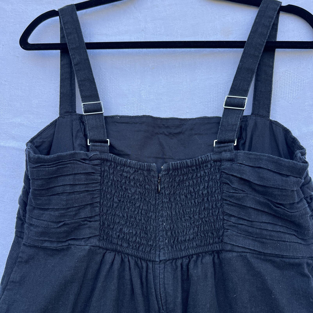 Abercrombie & Fitch Black Romper Dress | Adjustable Strap Smocked Back | Size L