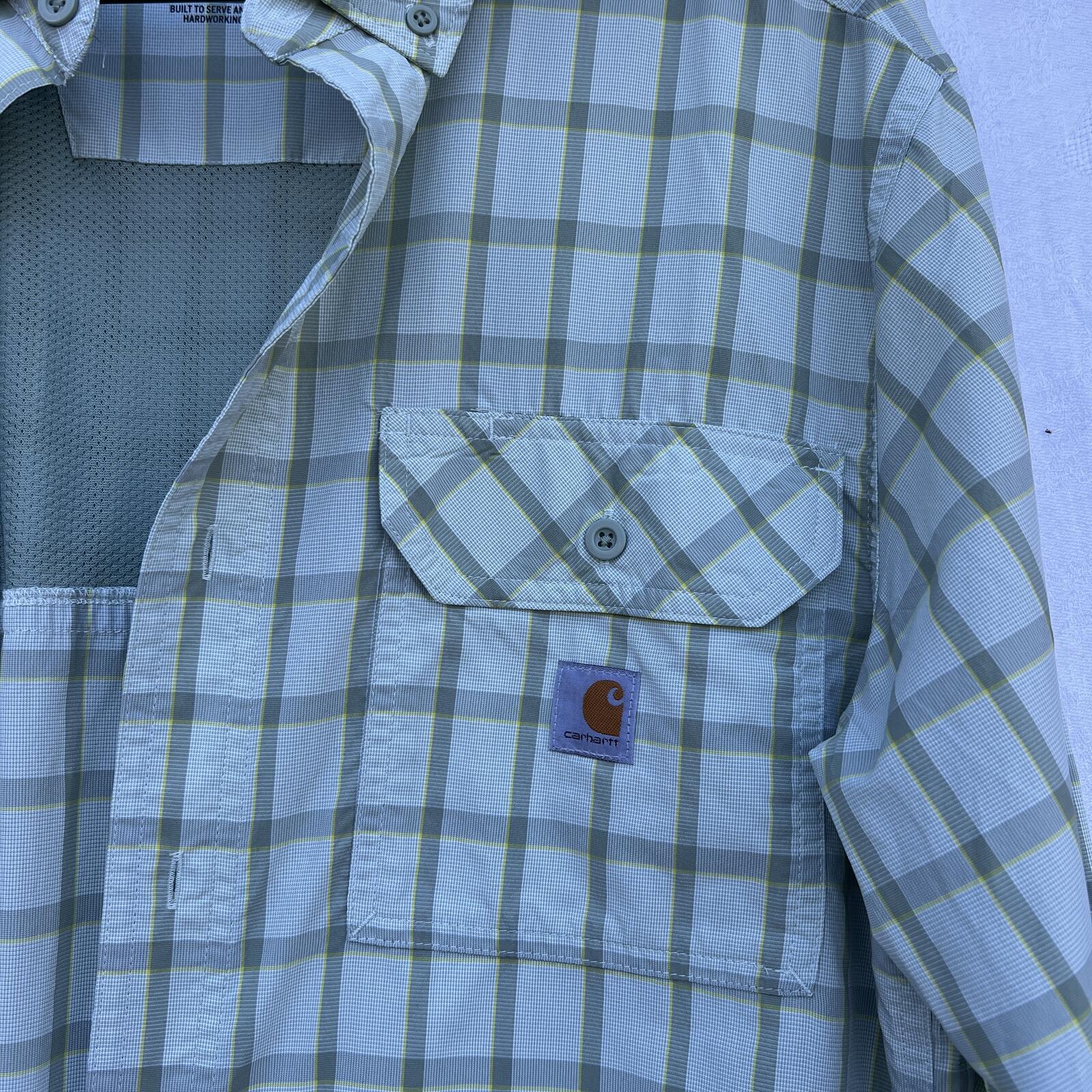 Carhartt Force Men’s Plaid Short Sleeve Button Down Shirt Size M Relaxed Fit