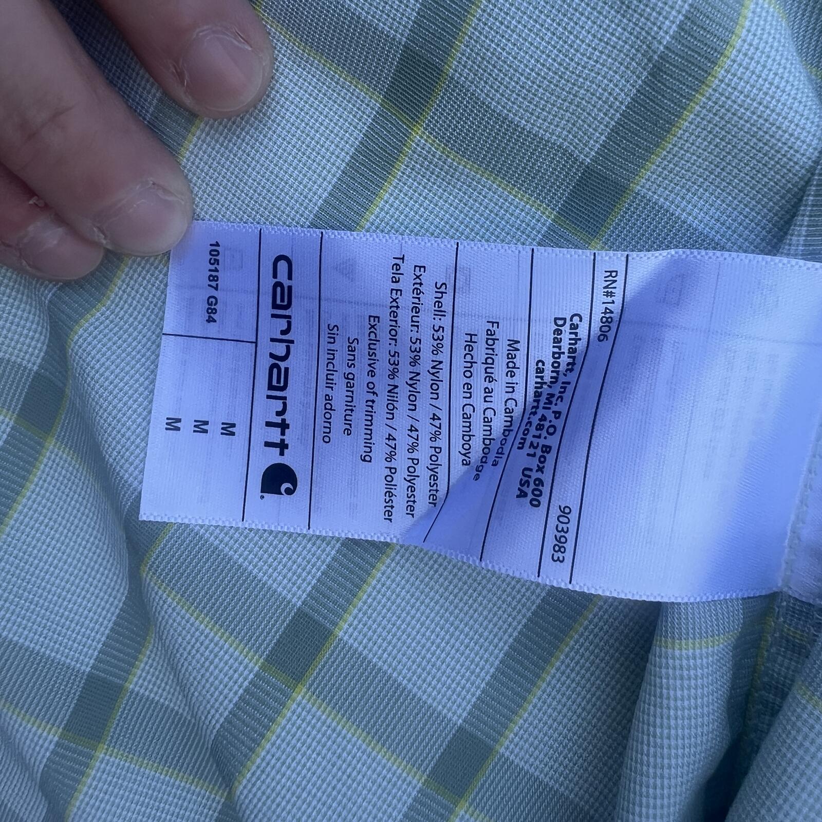 Carhartt Force Men’s Plaid Short Sleeve Button Down Shirt Size M Relaxed Fit