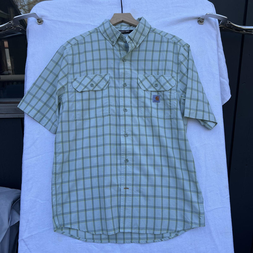 Carhartt Force Men’s Plaid Short Sleeve Button Down Shirt Size M Relaxed Fit