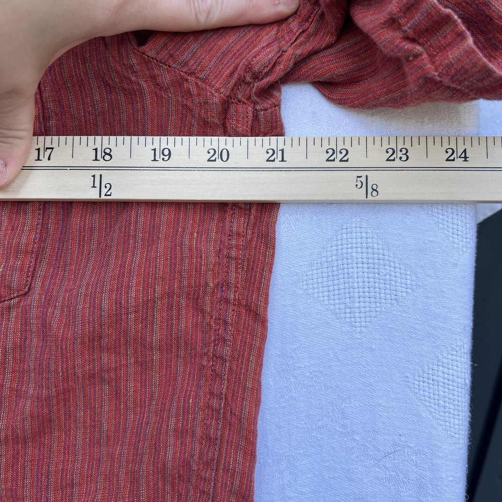 Express Linen Shirt Mens Medium Red Striped Short Sleeve Button Up