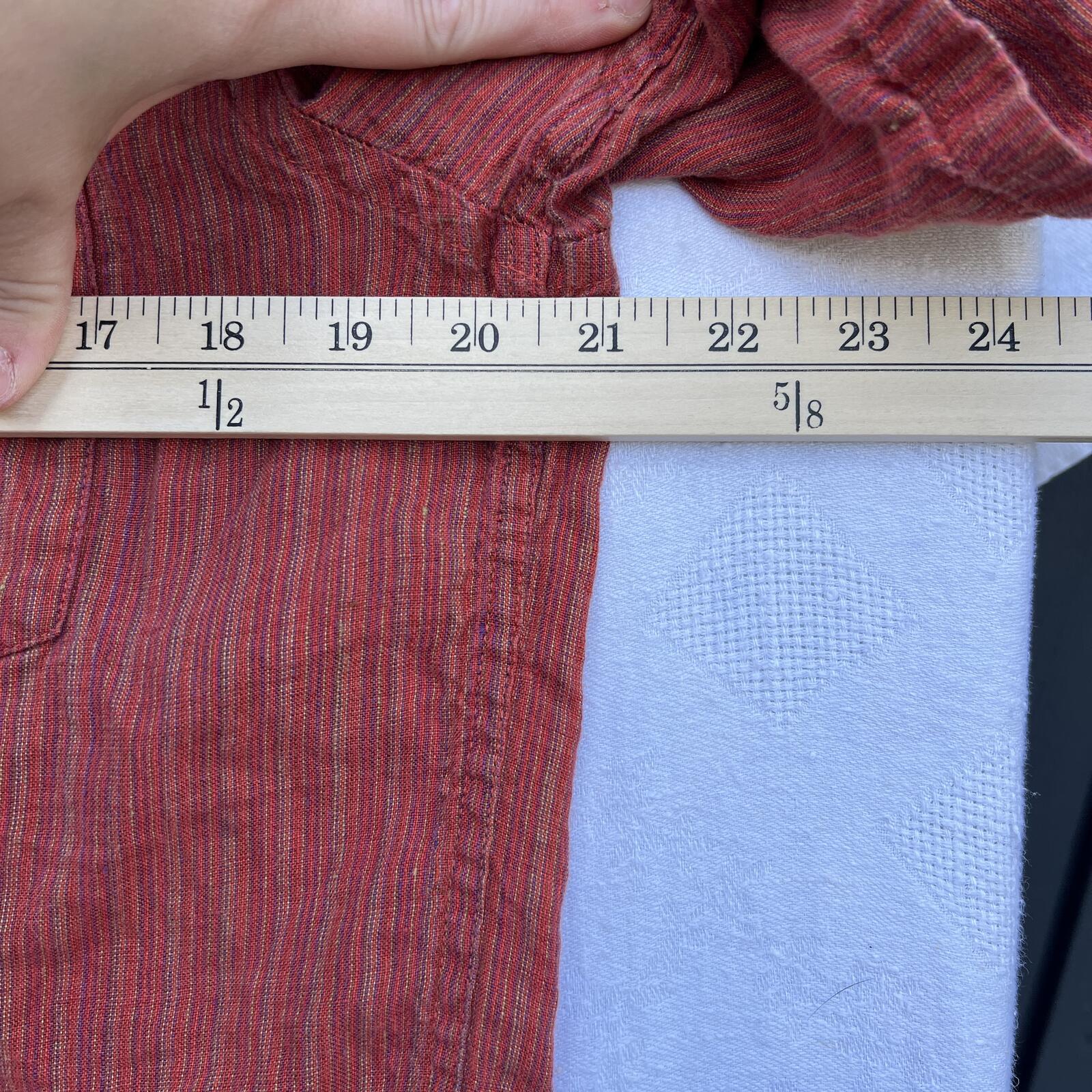 Express Linen Shirt Mens Medium Red Striped Short Sleeve Button Up
