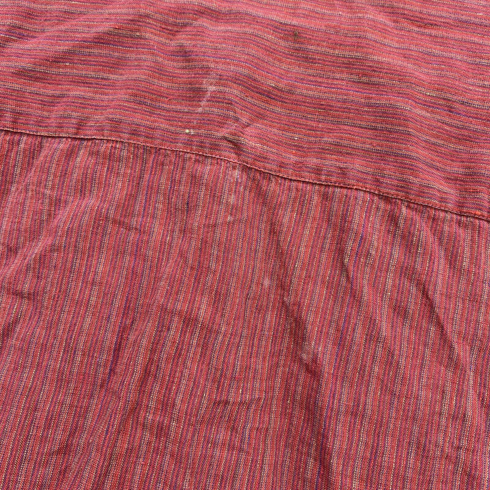 Express Linen Shirt Mens Medium Red Striped Short Sleeve Button Up