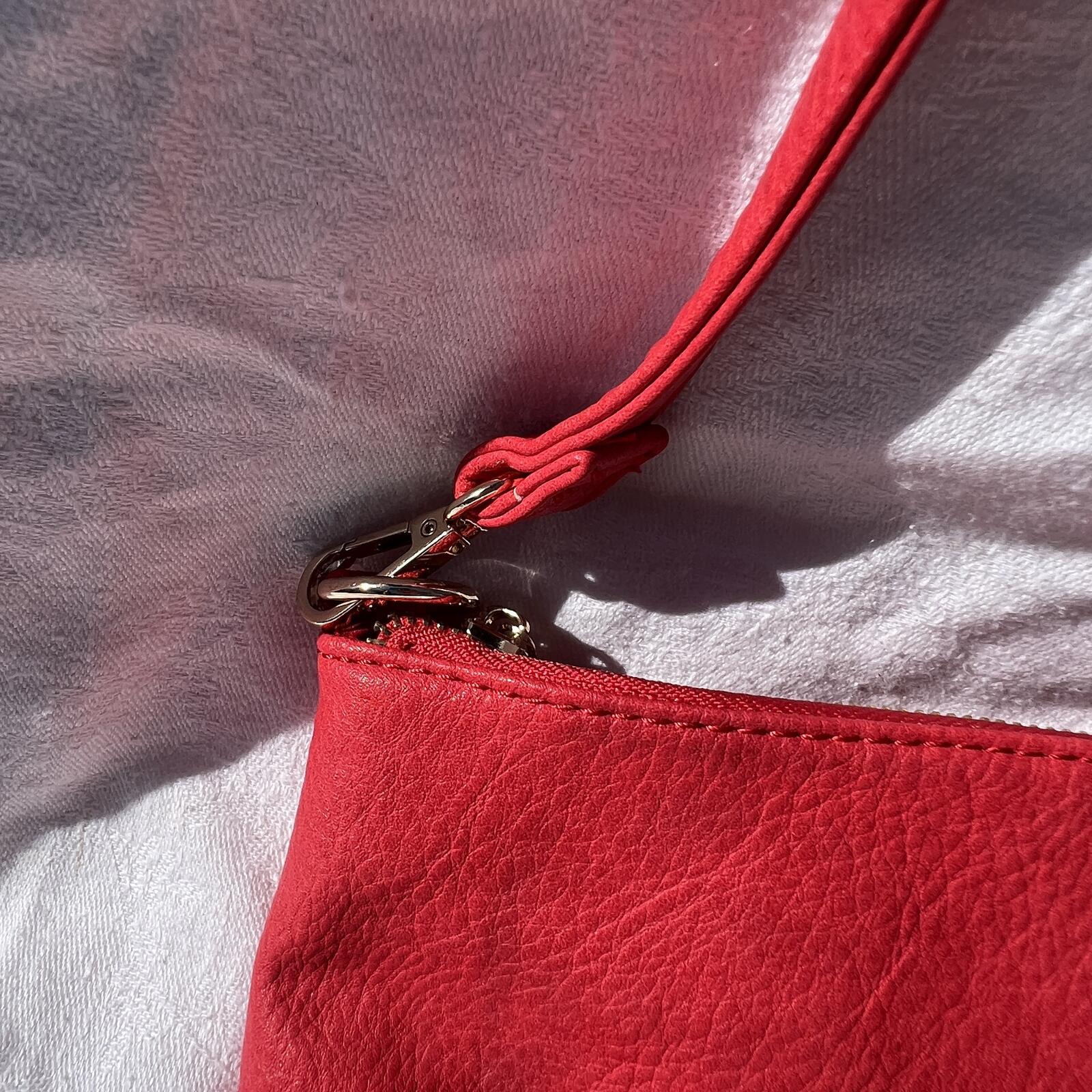 G.H. Bass Red Leather Slim Crossbody Swing Bag Minimalist Chic Purse